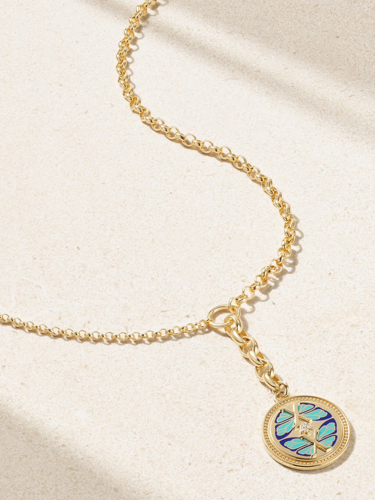 Foundrae Reverie Medium Mixed Belcher Extension 18-karat Gold And Ceramic Diamond Necklace