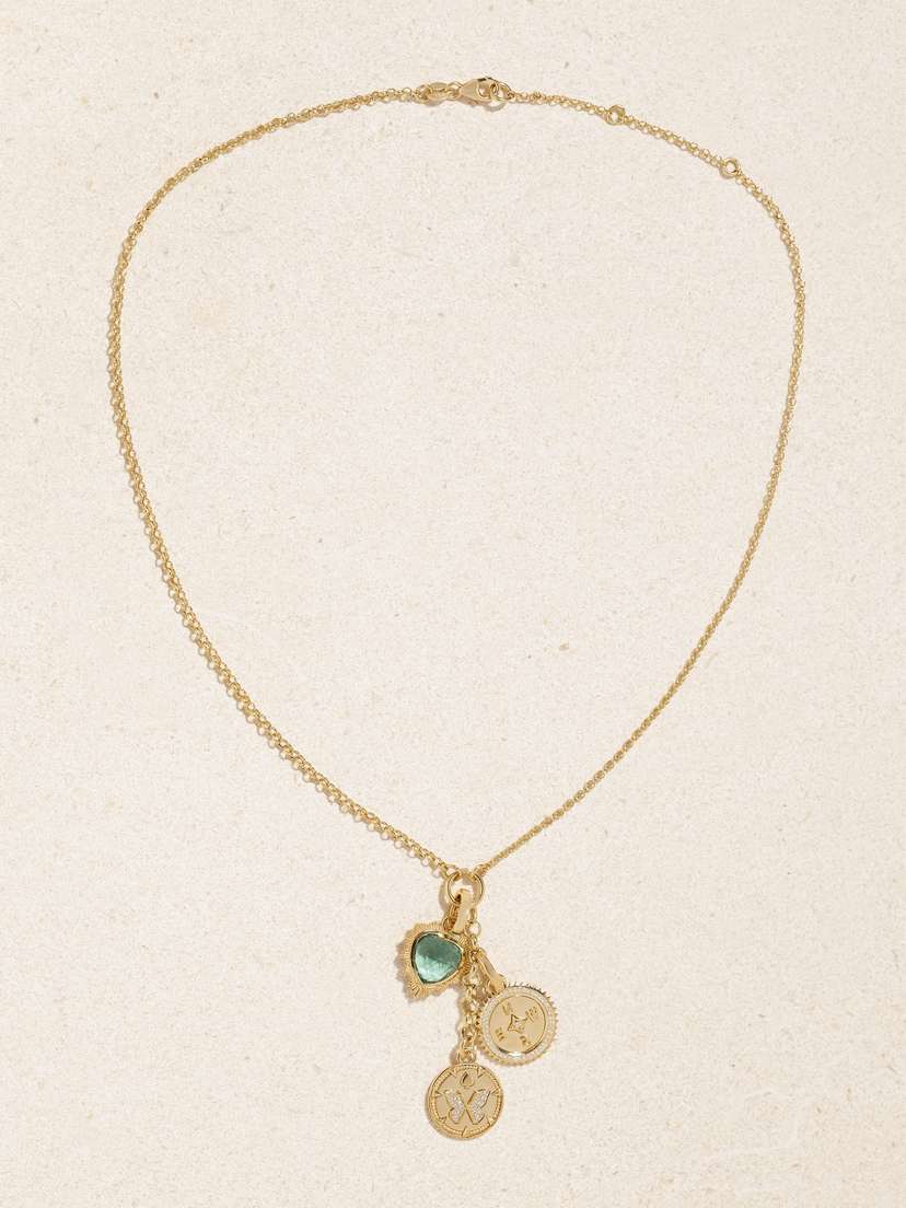 Foundrae Reverie, Internal Compass & Gemstone Heart 18-karat Gold, Prasiolite And Diamond Necklace