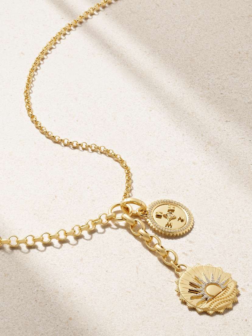 Foundrae New Beginnings & Internal Compass 18-karat Gold Diamond Necklace