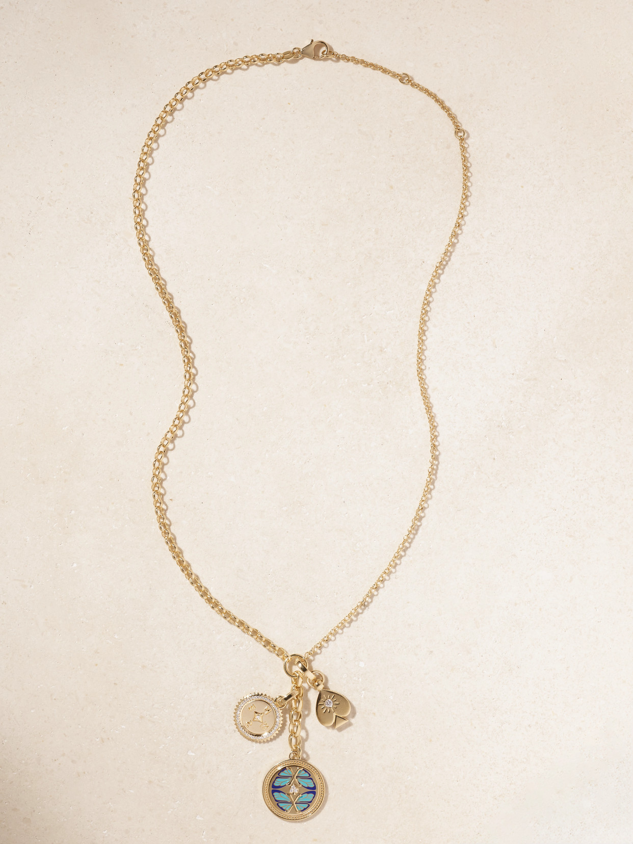 Foundrae Reverie, Internal Compass & Spade + Medium Mixed Belcher Extension 18-karat Gold, Diamond And Enamel