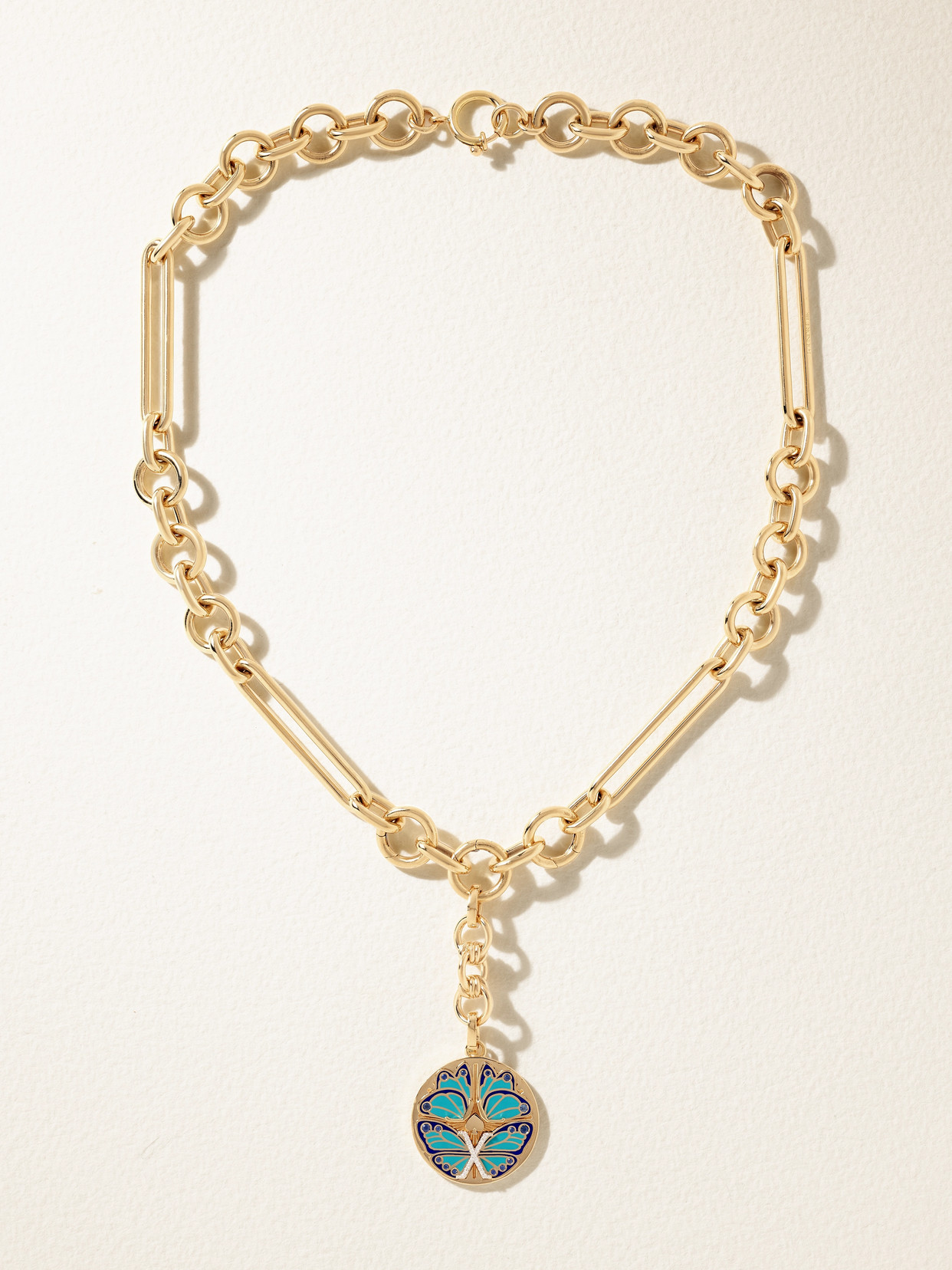 Foundrae Reverie + Midsized Mixed Clip Extension 18-karat Gold, Diamond And Enamel Necklace