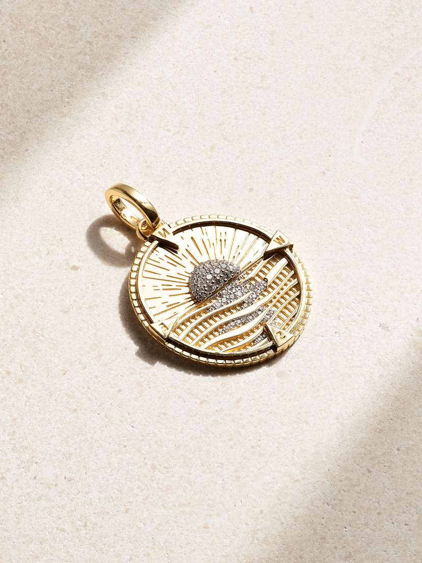 Foundrae New Beginnings Internal Compass 18-karat Gold Diamond Pendant