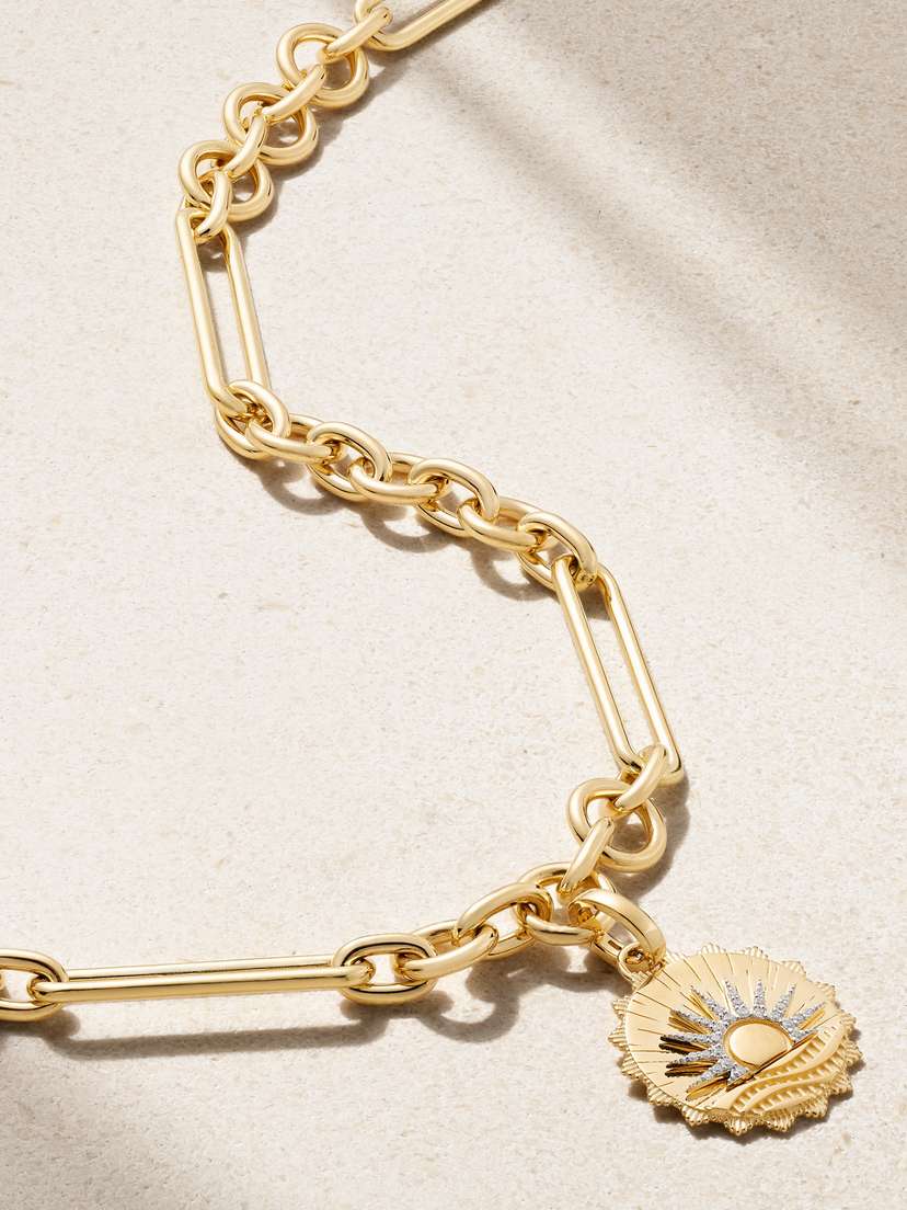 Foundrae New Beginnings Internal Compass 18-karat Gold Diamond Necklace