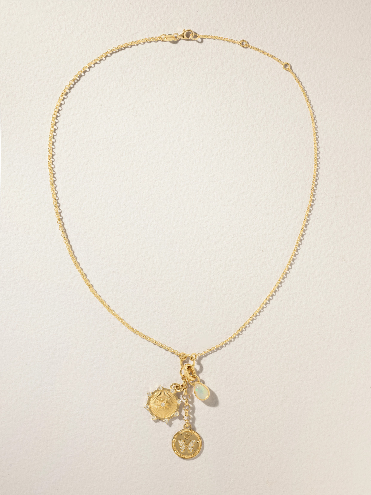 Foundrae Reverie, Spark And Forever & Always A Pair 18-karat Gold, Diamond And Opal Necklace