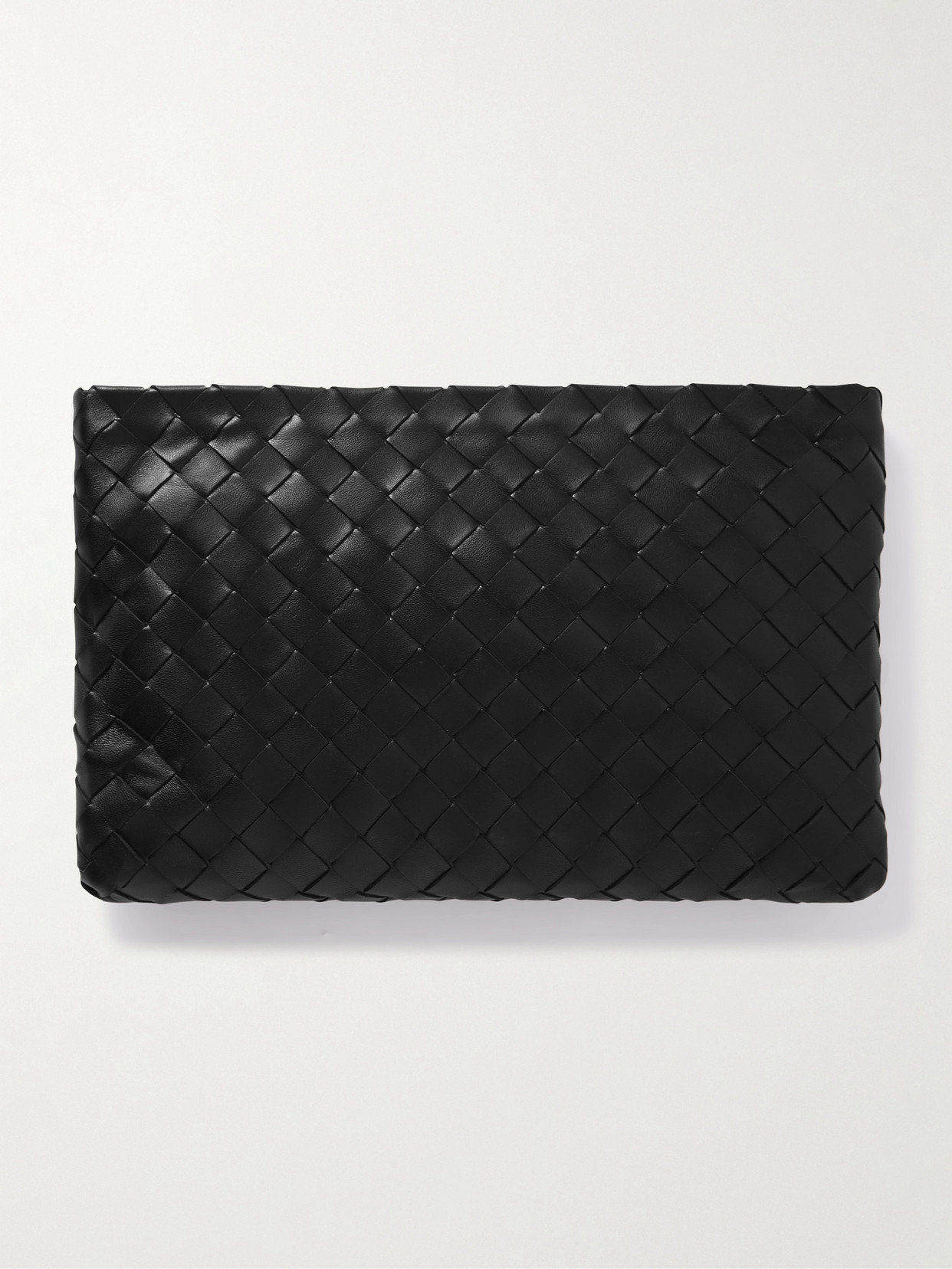 Bottega Veneta Medium Intrecciato Leather Pouch In Black