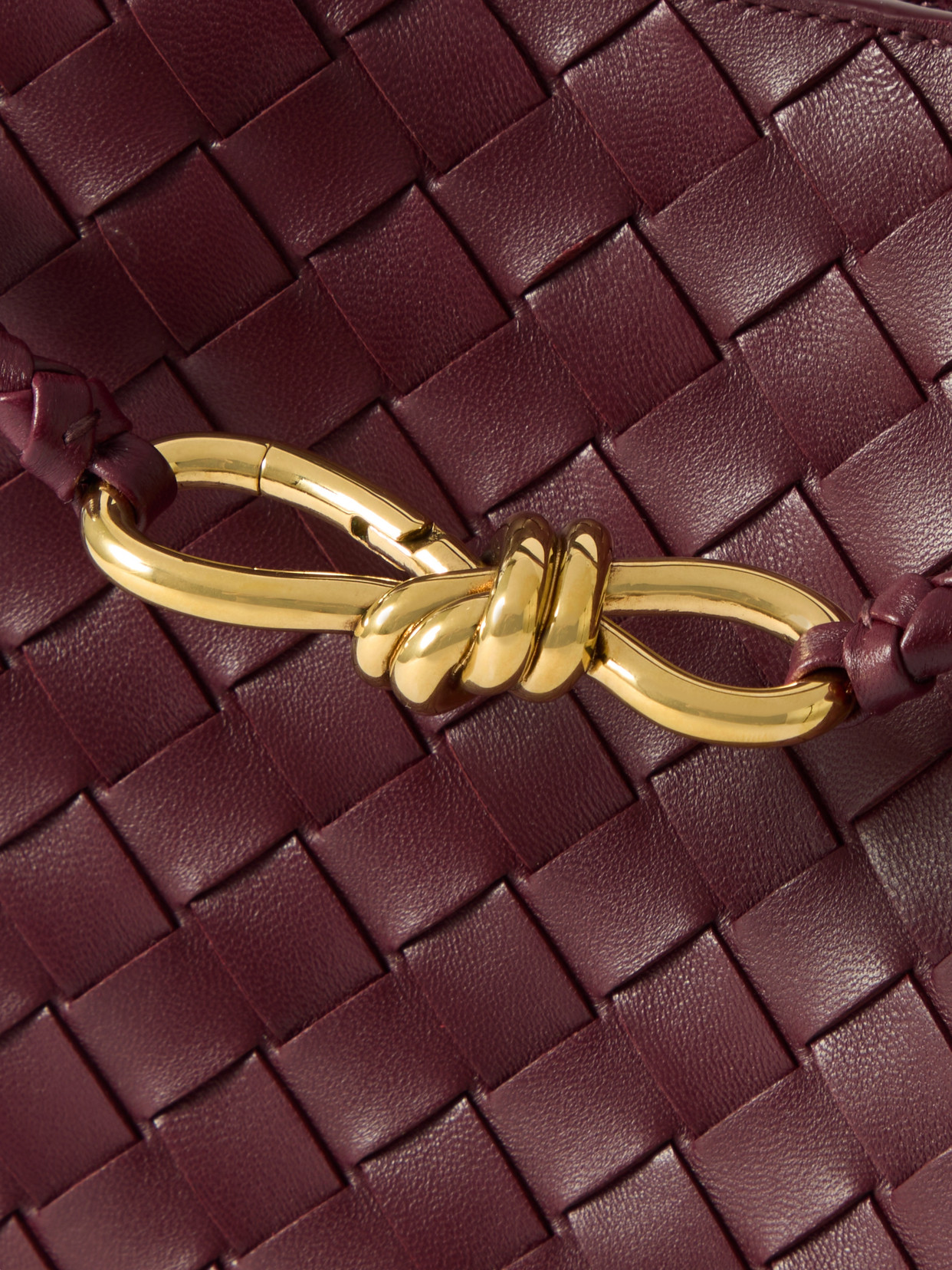 Bottega Veneta Andiamo Small Embellished Intrecciato Leather Tote In Burgundy