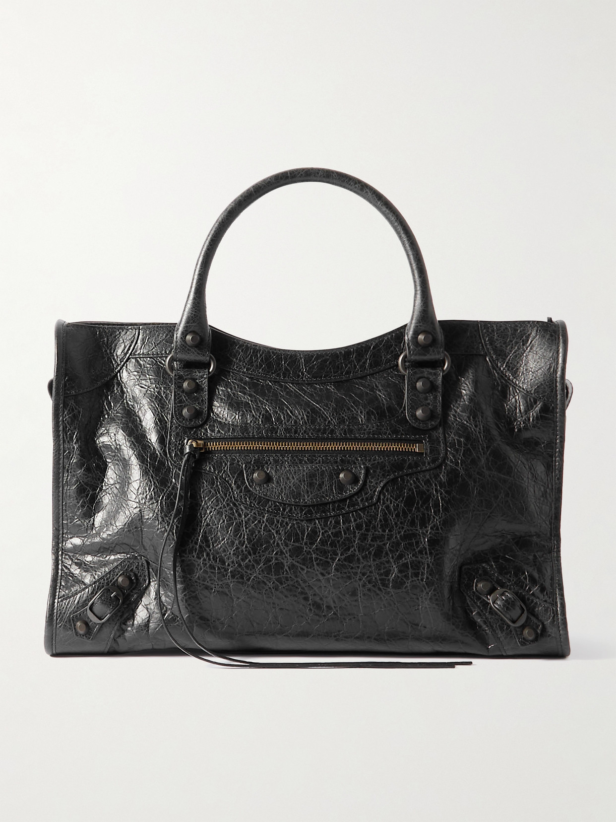 Balenciaga Le City Medium Textured-leather Tote In Black