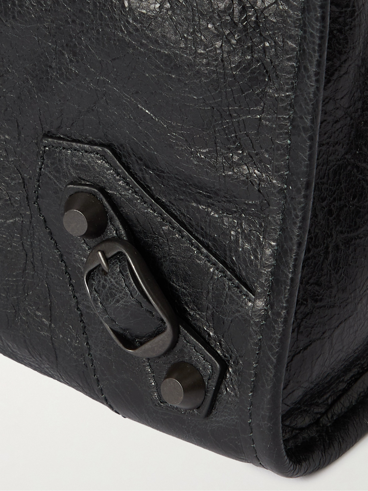 Balenciaga Le City Small Embellished Textured-leather Tote In Black