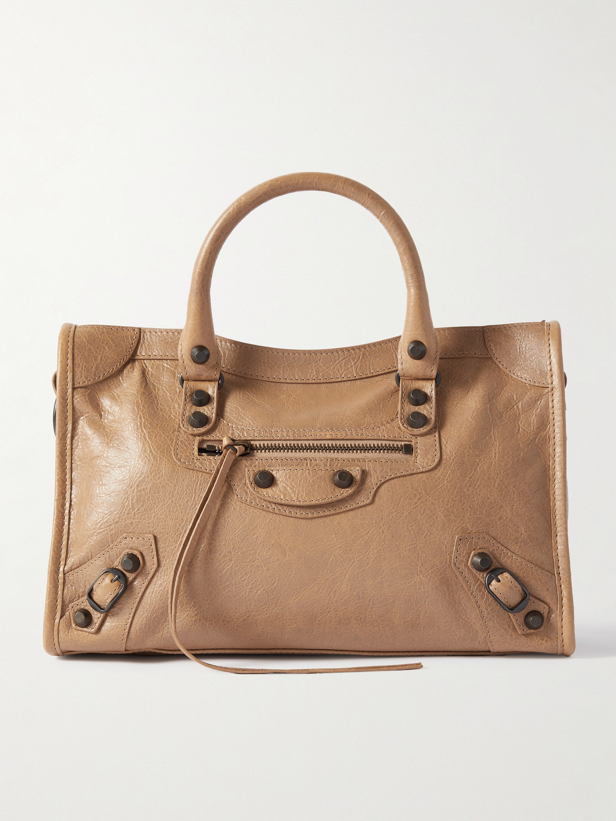 Balenciaga Le City Small Textured-leather Tote In Brown