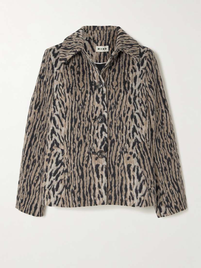 Rixo Tommie Leopard-print Felt Jacket