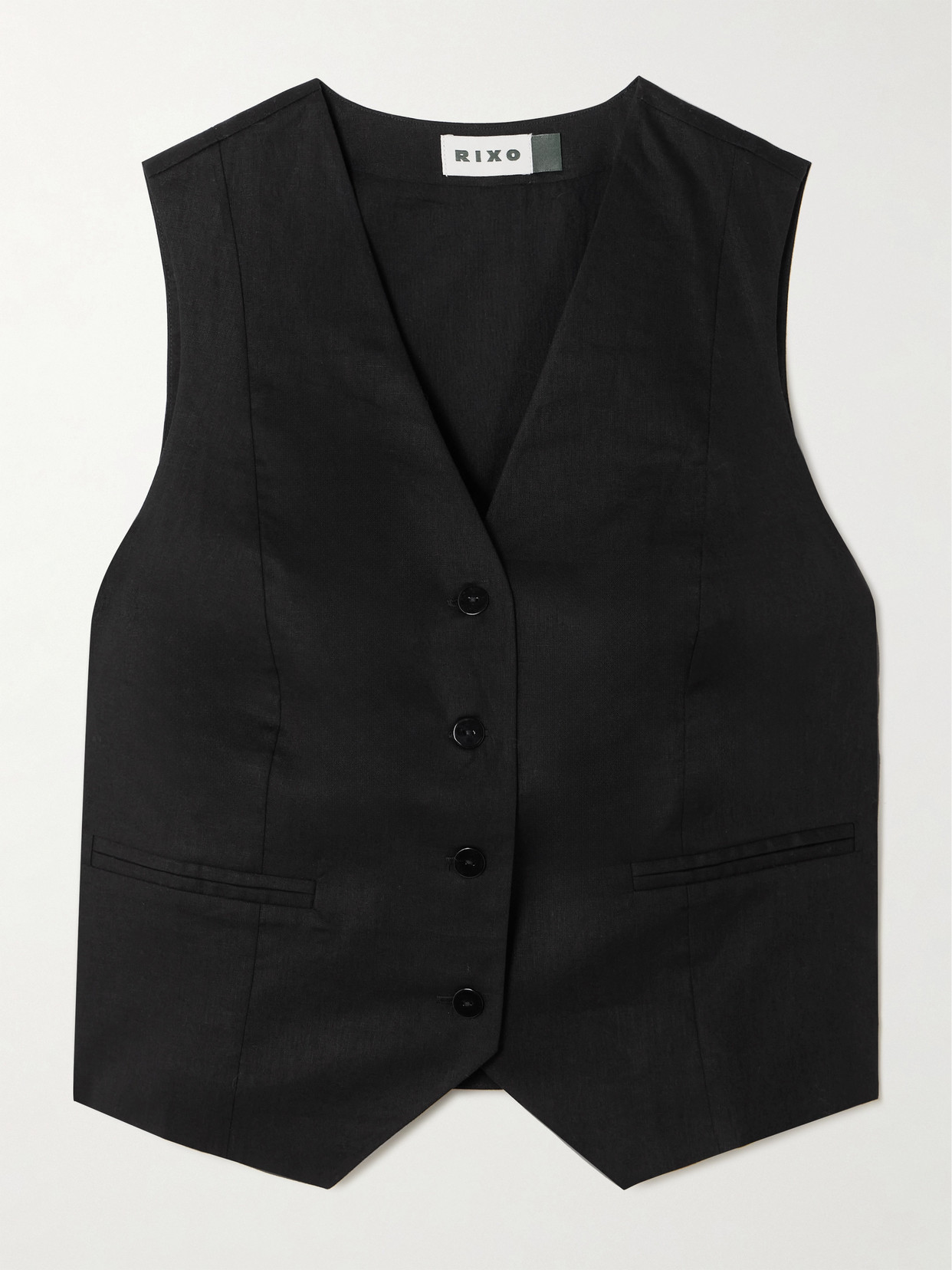Rixo London Norah Cotton And Linen-blend Vest In Black