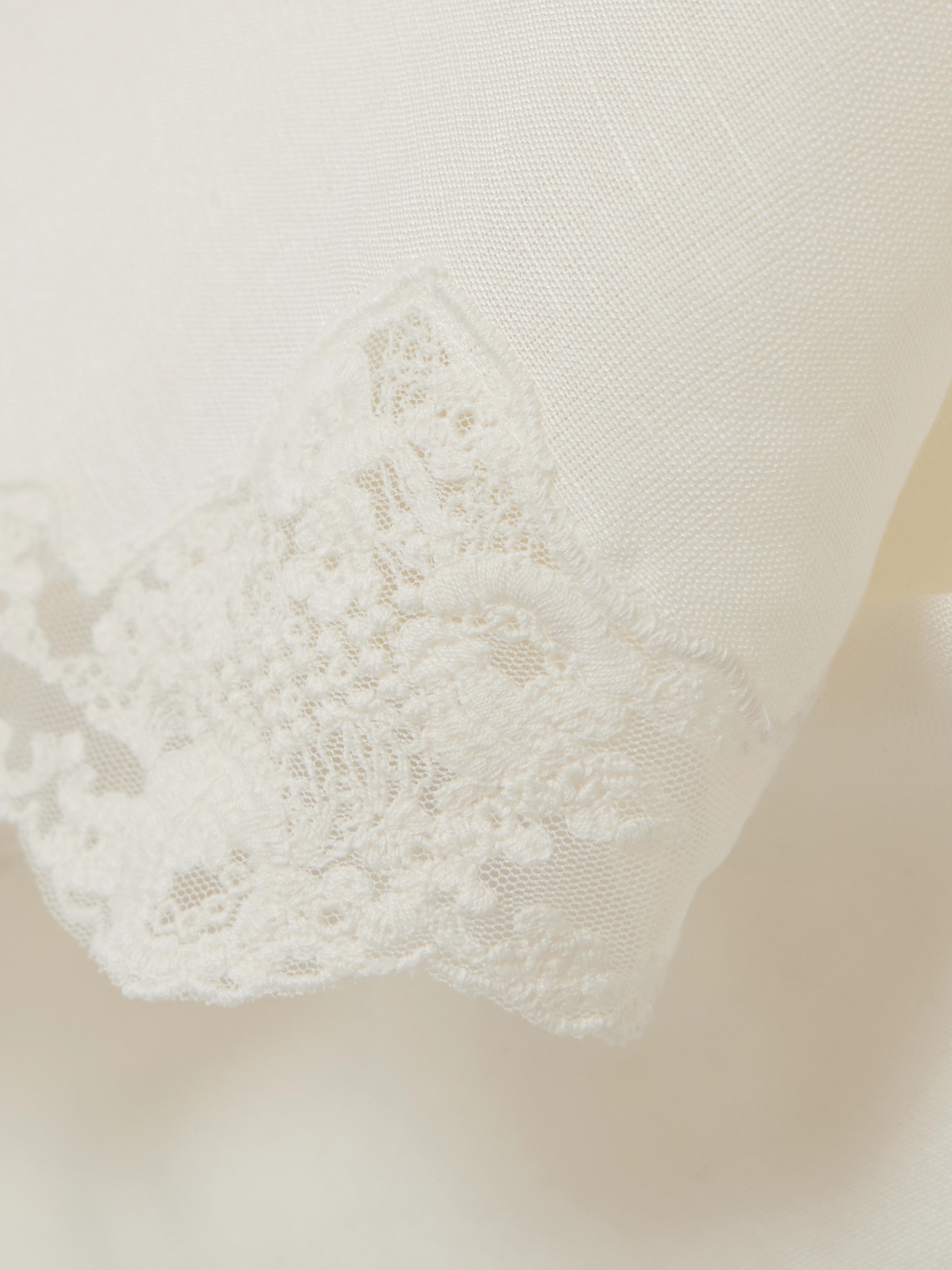 Crystal Lace-Trimmed Linen-Blend Midi