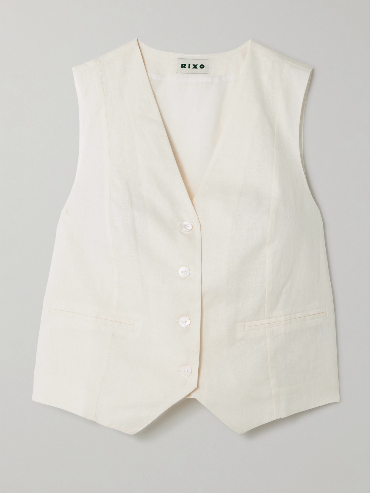 Rixo London Norah Cotton And Linen-blend Vest In Cream