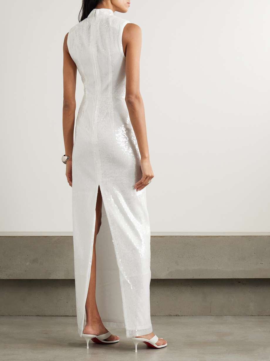 sequined recycled-satin maxi dress