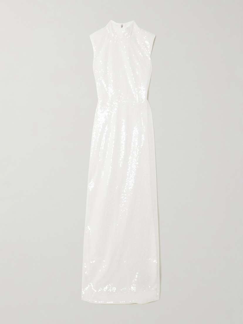 Rotate Birger Christensen Sequined Recycled-satin Maxi Dress