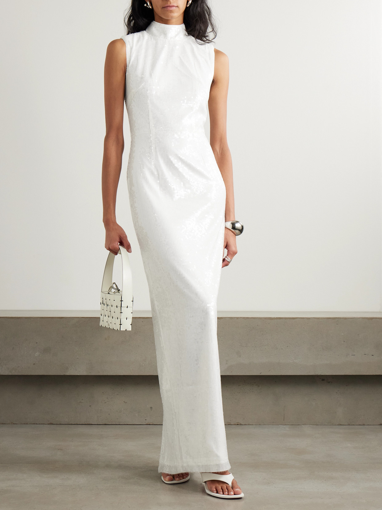ROTATE BIRGER CHRISTENSEN SEQUINED RECYCLED-SATIN MAXI DRESS