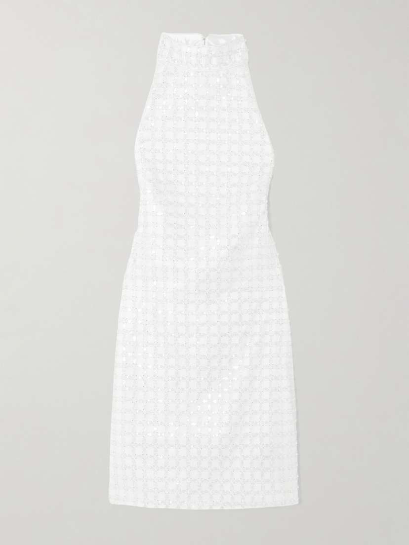 Rotate Birger Christensen Embellished Recycled-satin Halterneck Mini Dress