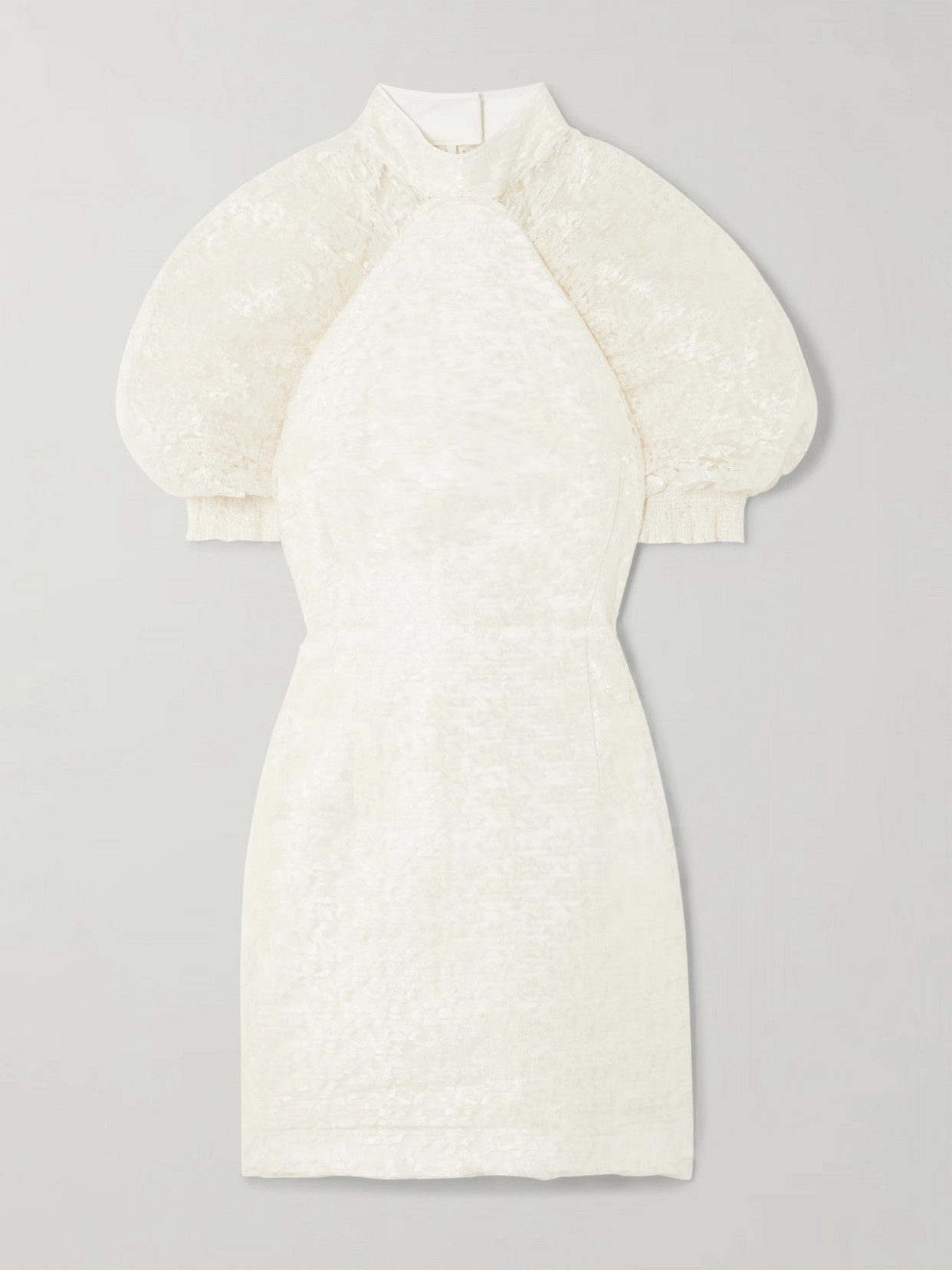 Rotate Birger Christensen Recycled Plissé-lace Mini Dress In White