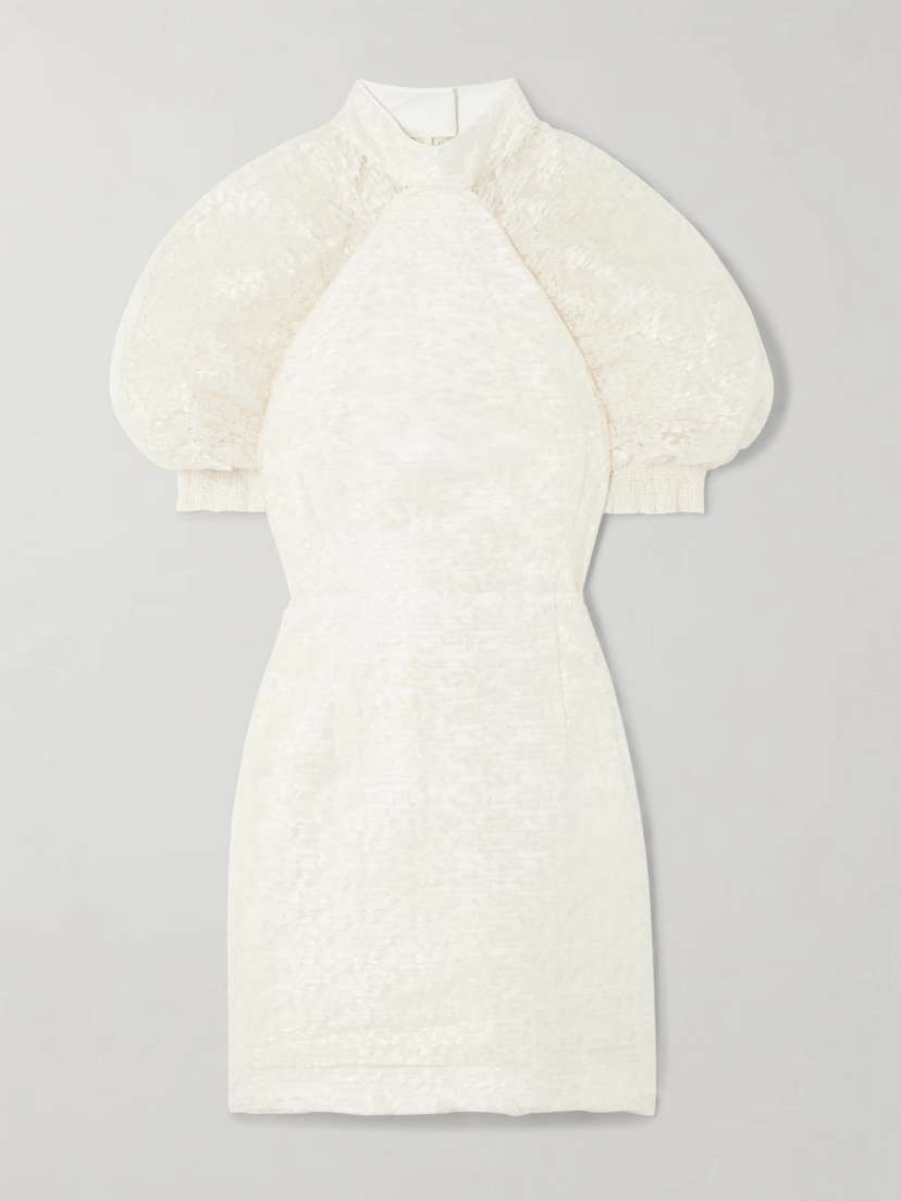 Rotate Birger Christensen Recycled Plissé-lace Mini Dress