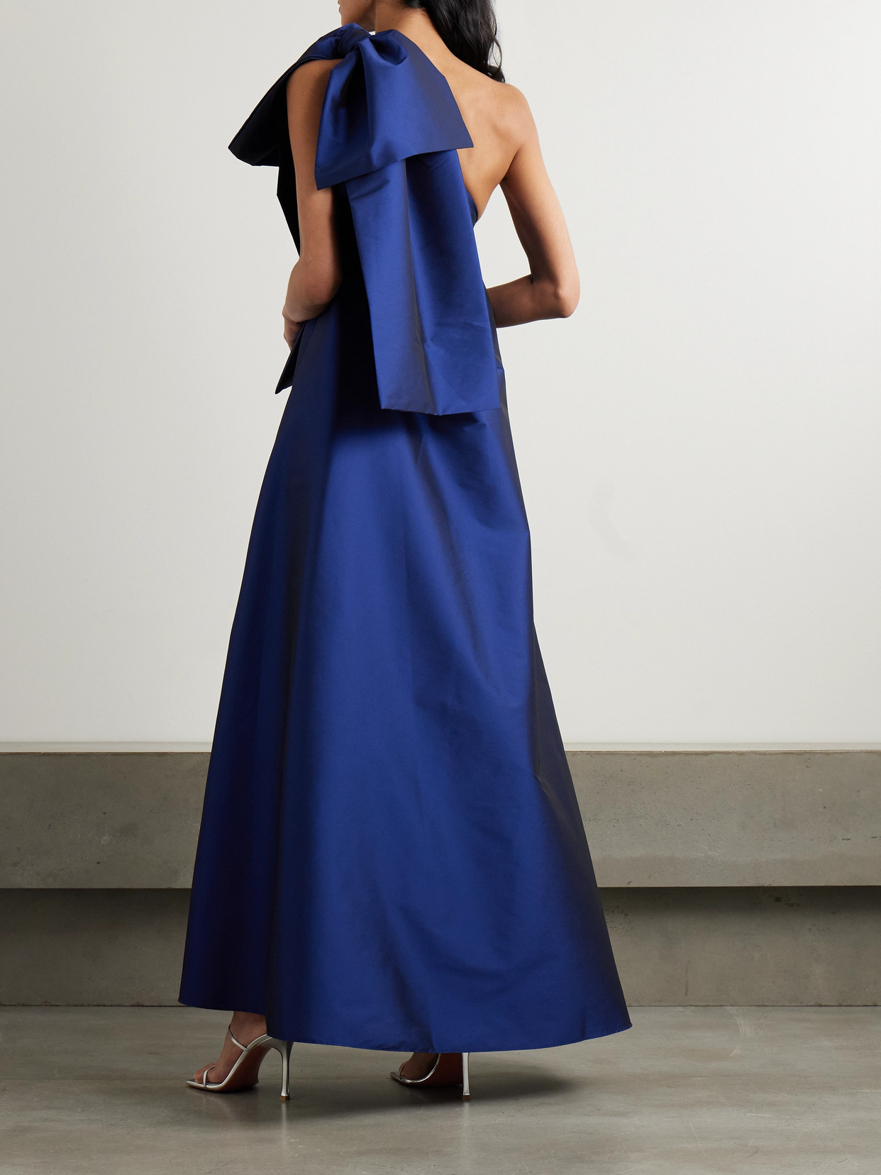 Bernadette Winnie Bow-detailed One-shoulder Taffeta Gown In Blue
