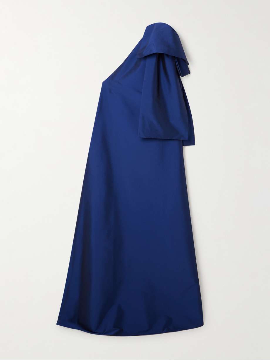 winnie bow-detailed one-shoulder taffeta gown