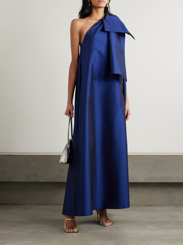 Bernadette Winnie bow-detailed one-shoulder taffeta gown