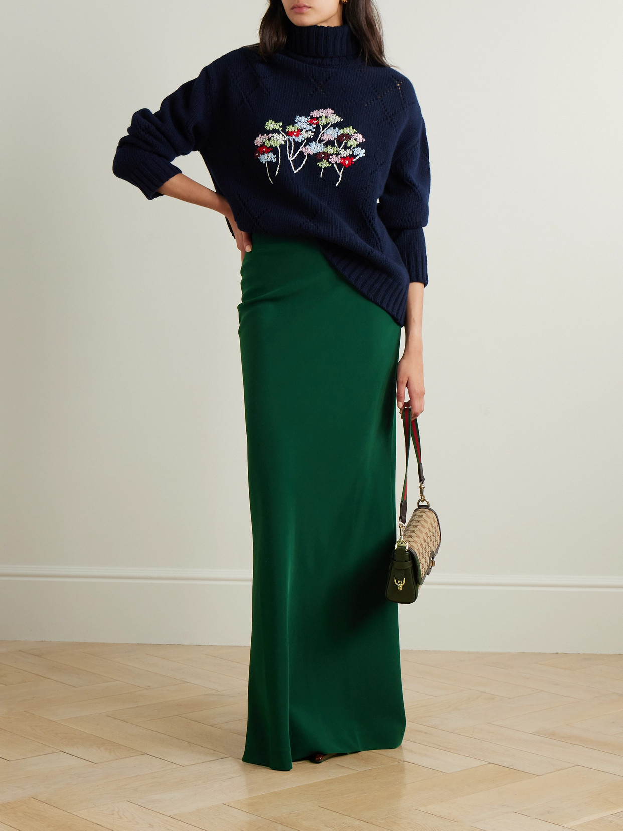 Bernadette Jolene Stretch-crepe Maxi Skirt In Green