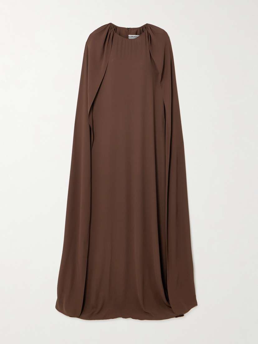 BERNADETTE Minnie Cape-effect Crepe De Chine Gown
