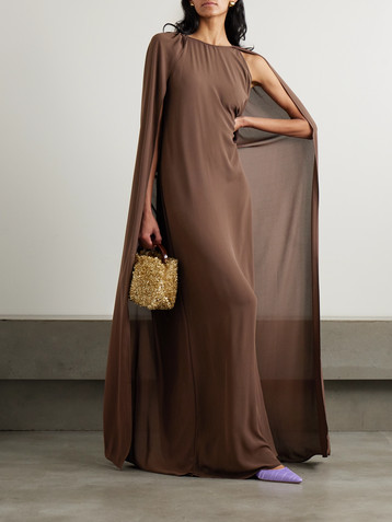 Bernadette Minnie cape-effect crepe de chine gown