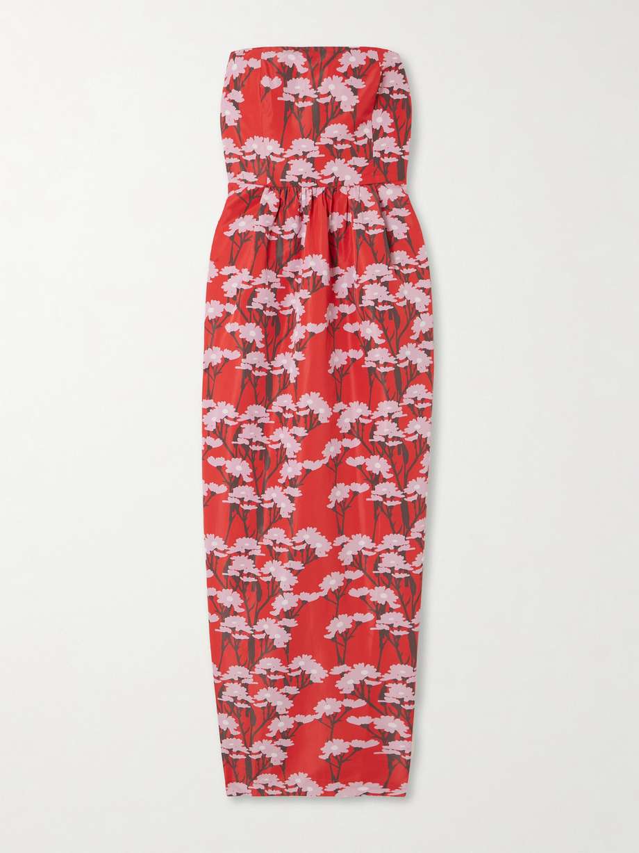 lena floral-print taffeta maxi dress