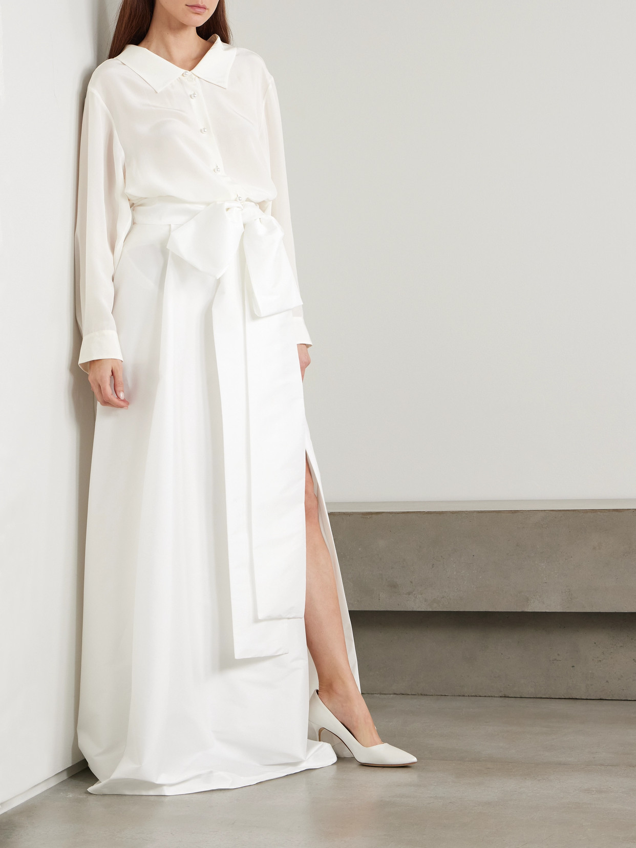 Beatrice Bow-Detailed Taffeta Maxi