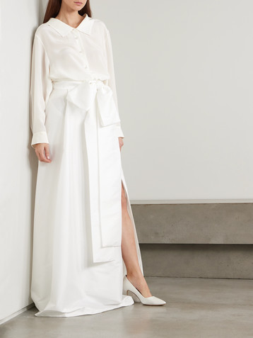 Bernadette Beatrice bow-detailed taffeta maxi skirt