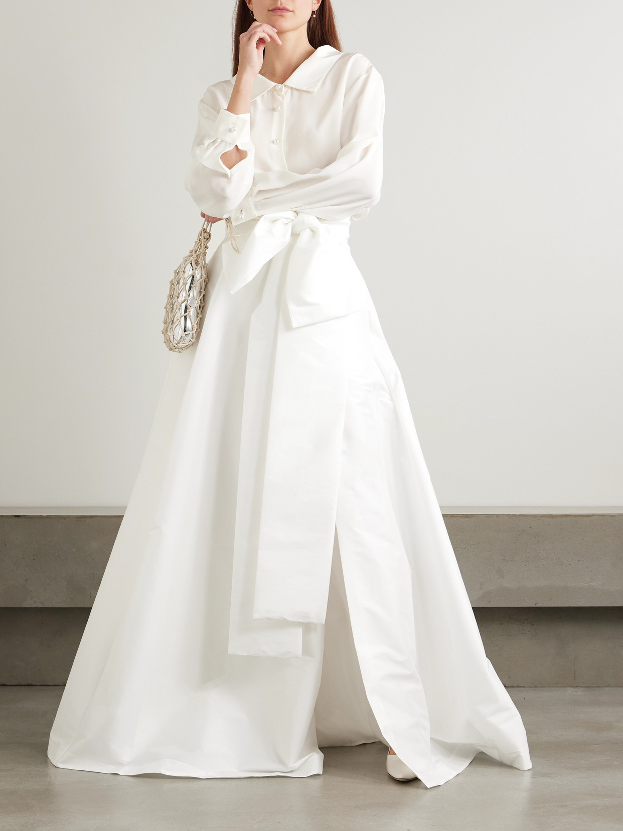 Beatrice Bow-Detailed Taffeta Maxi