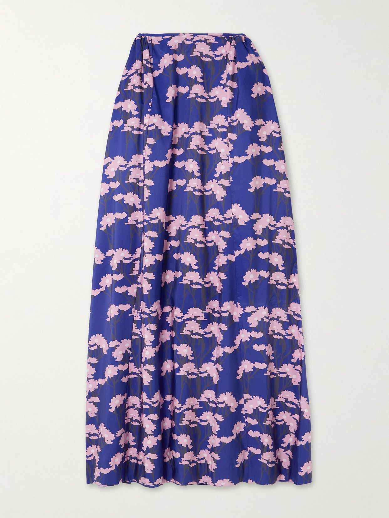 Bernadette Elle Floral-print Taffeta Maxi Skirt In Blue
