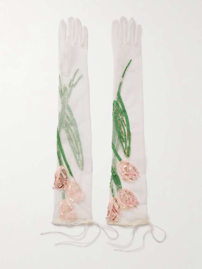 BERNADETTE Embellished Tulle Gloves