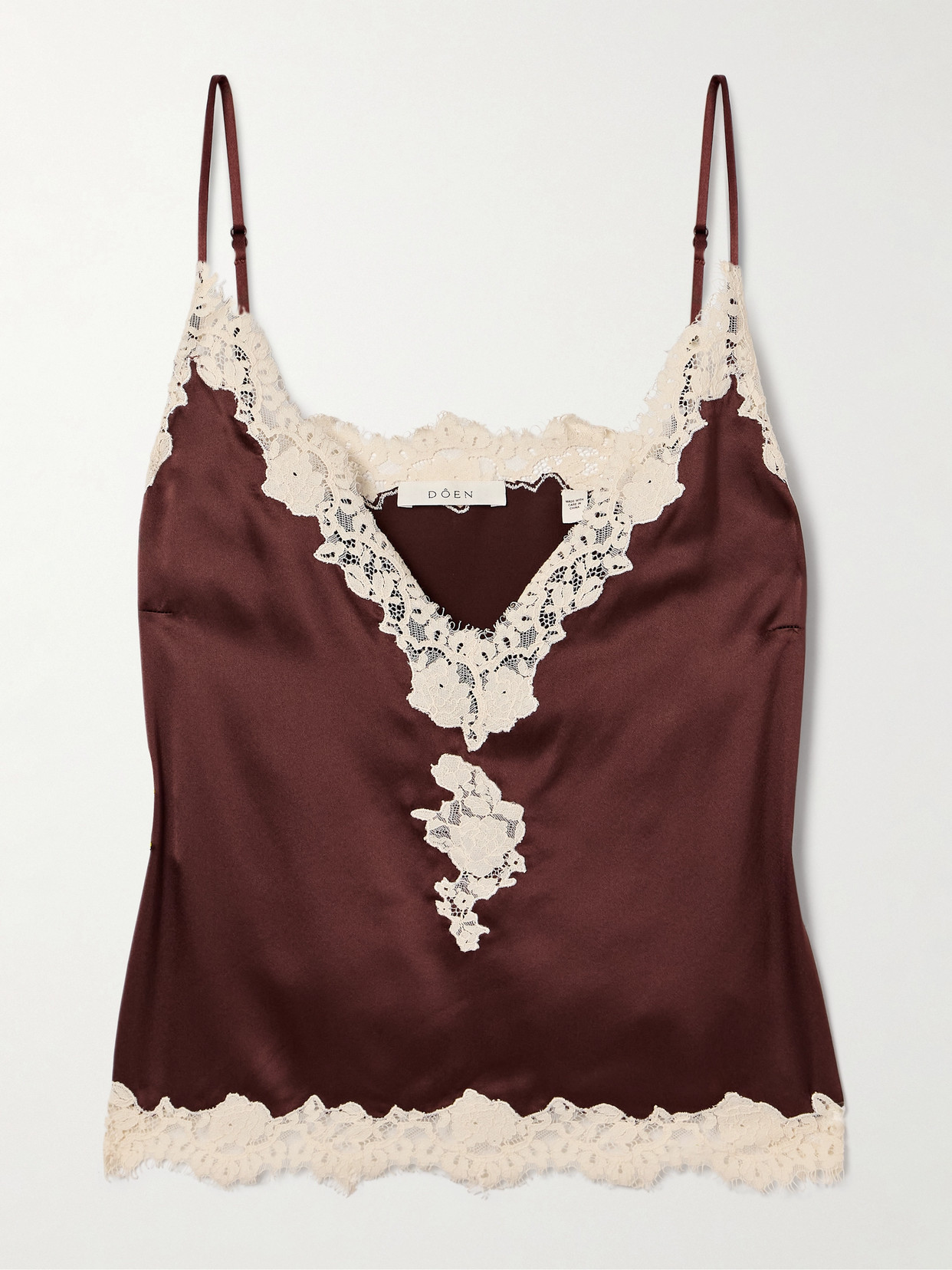 DOEN KIRA CORDED LACE-TRIMMED SILK-SATIN CAMISOLE