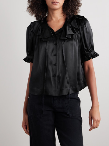 Dôen Kelela ruffled silk-charmeuse blouse