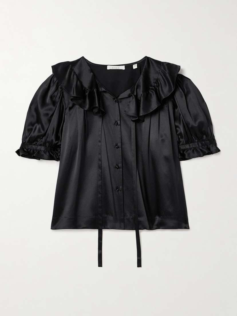 DÔEN Kelela Ruffled Silk-charmeuse Blouse