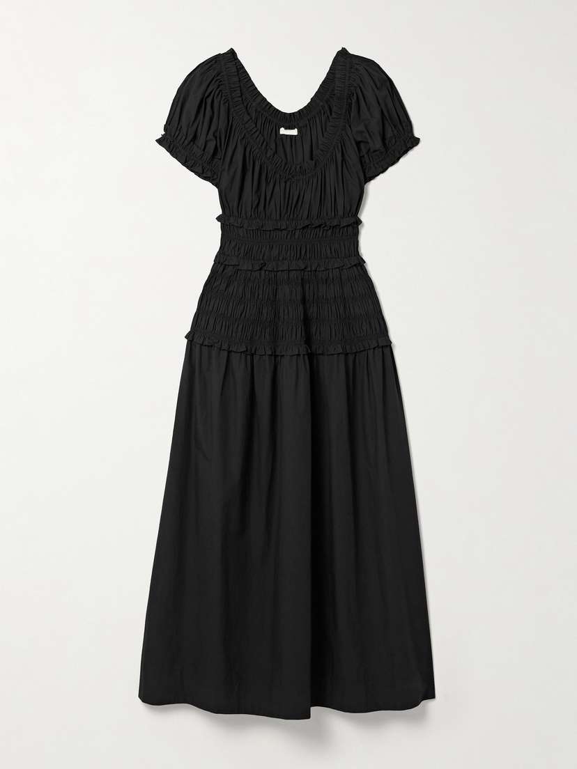 DÔEN Leanne Shirred Organic Cotton-voile Midi Dress