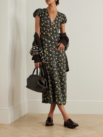 Dôen Rosalinda floral-print organic cotton-blend voile midi dress