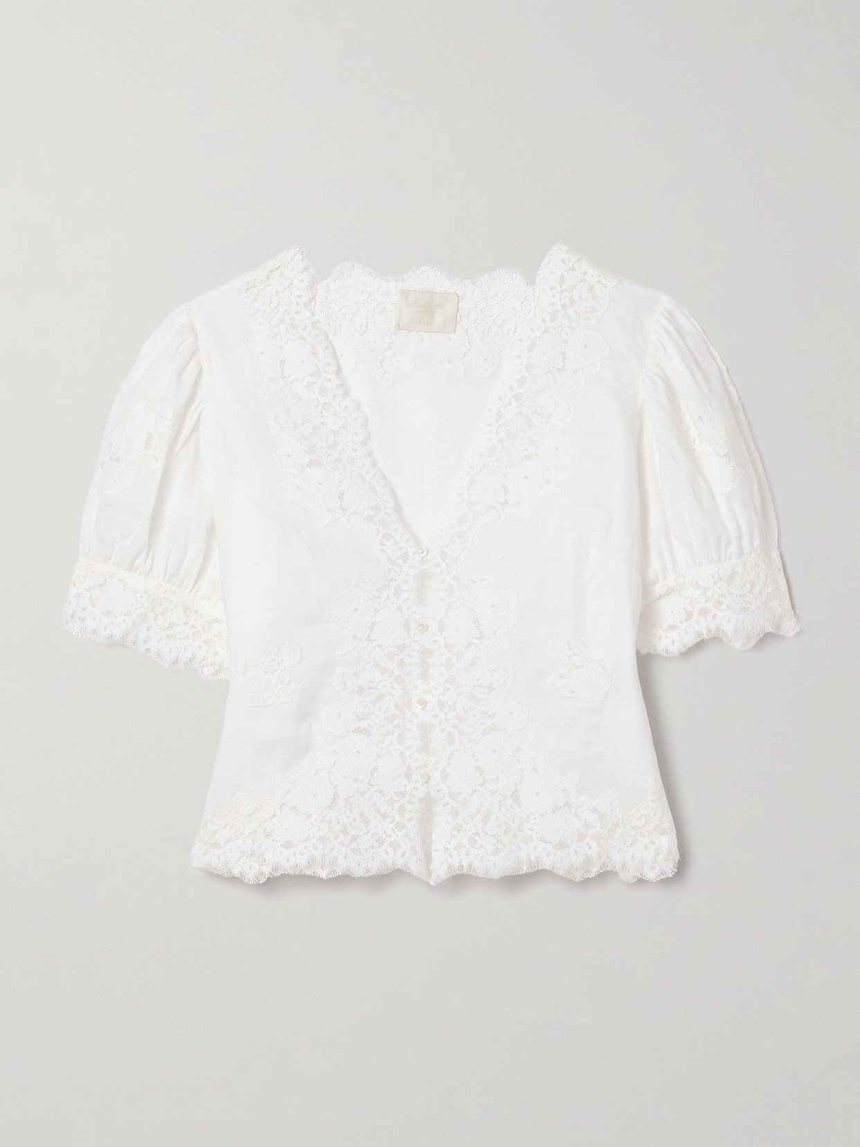 DÔEN - Idella Corded Lace-trimmed Ramie Blouse - White