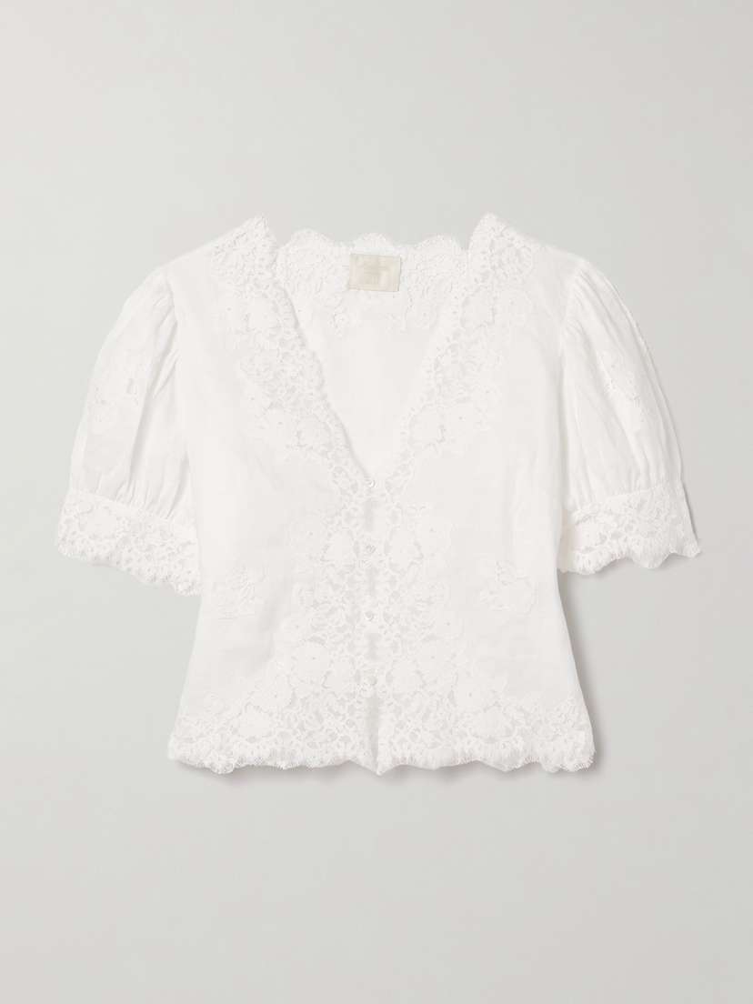 DÔEN Idella Corded Lace-trimmed Ramie Blouse - x large