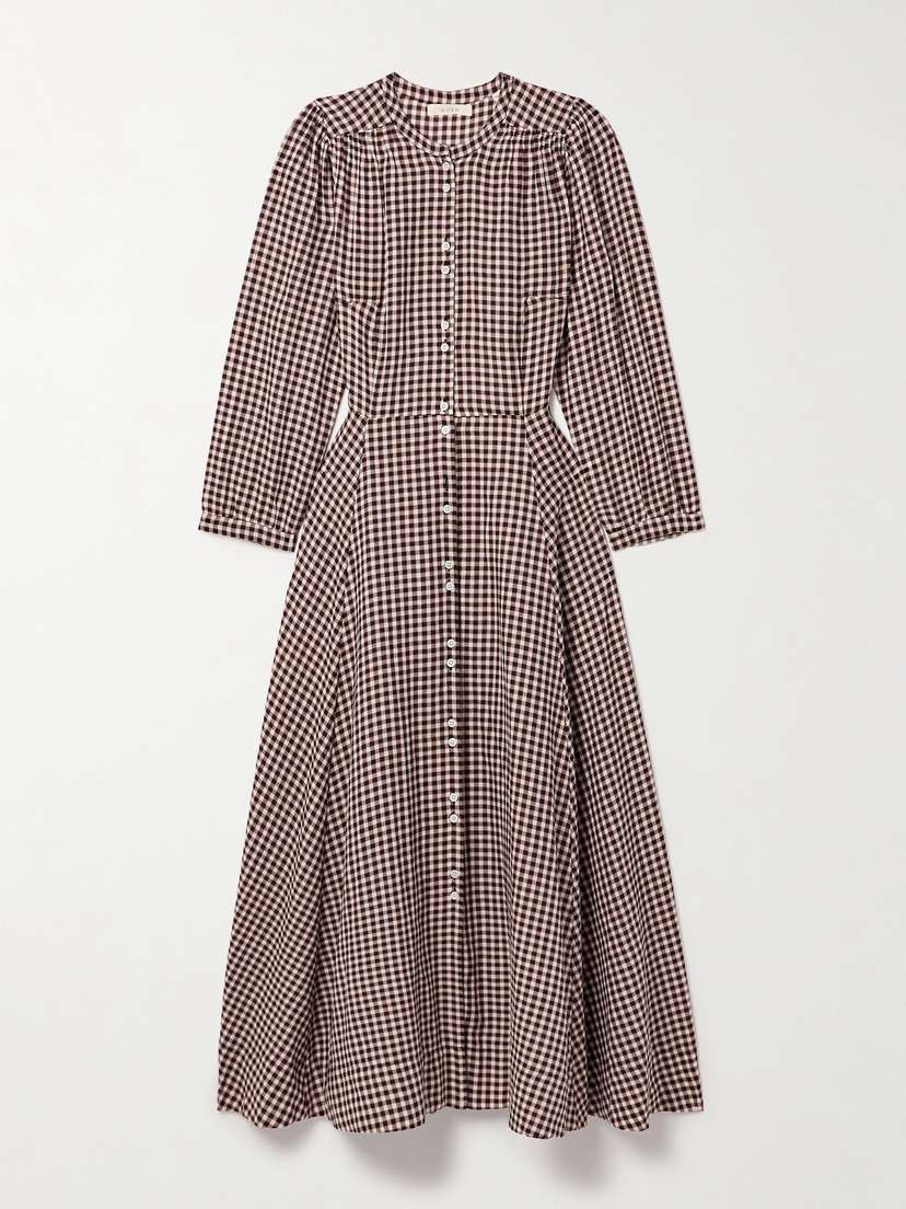 DÔEN Marielle Checked Organic Cotton-flannel Midi Dress