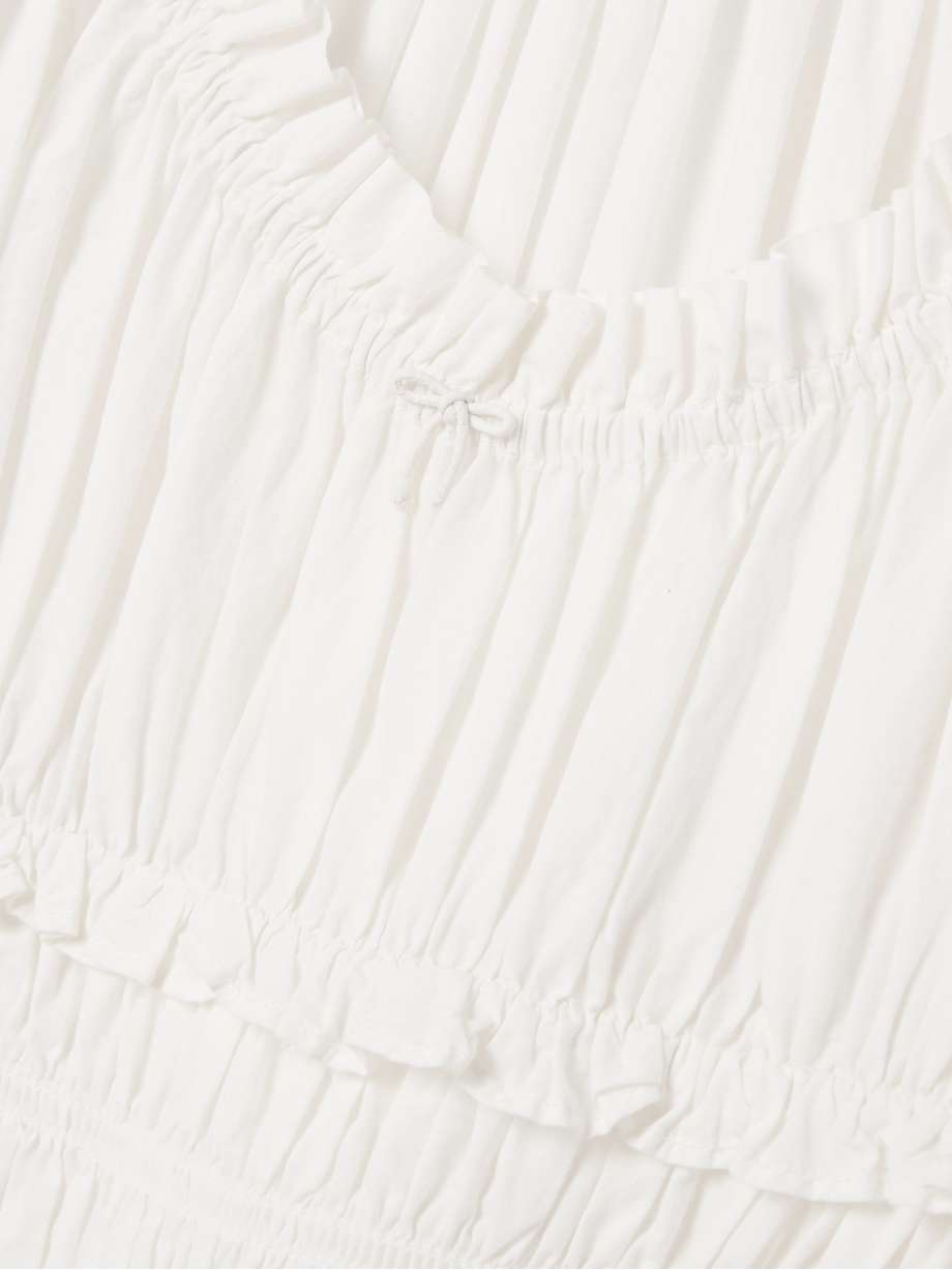 leanne shirred organic cotton-voile midi dress