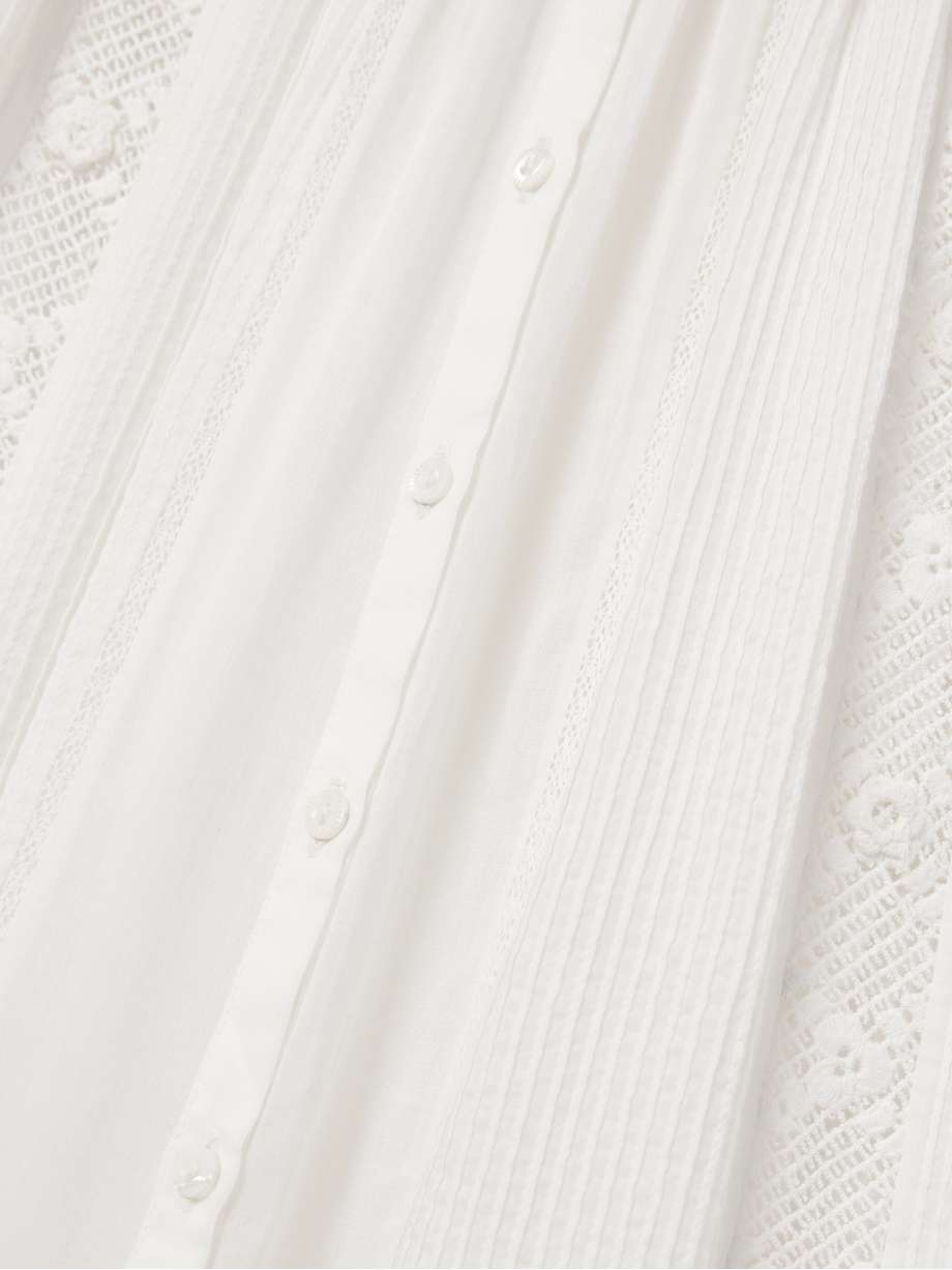 phoebe lace-trimmed pintucked organic cotton-voile midi shirt dress