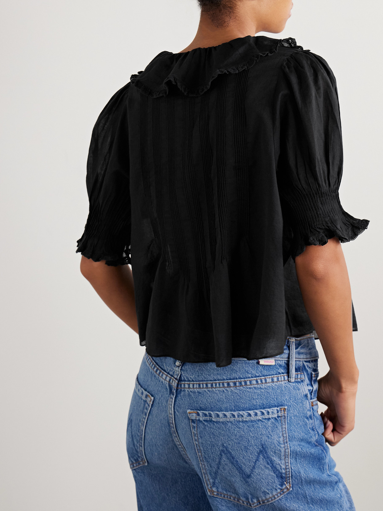 Dôen - Henri Ruffled Pintucked Organic Cotton-Voile Top