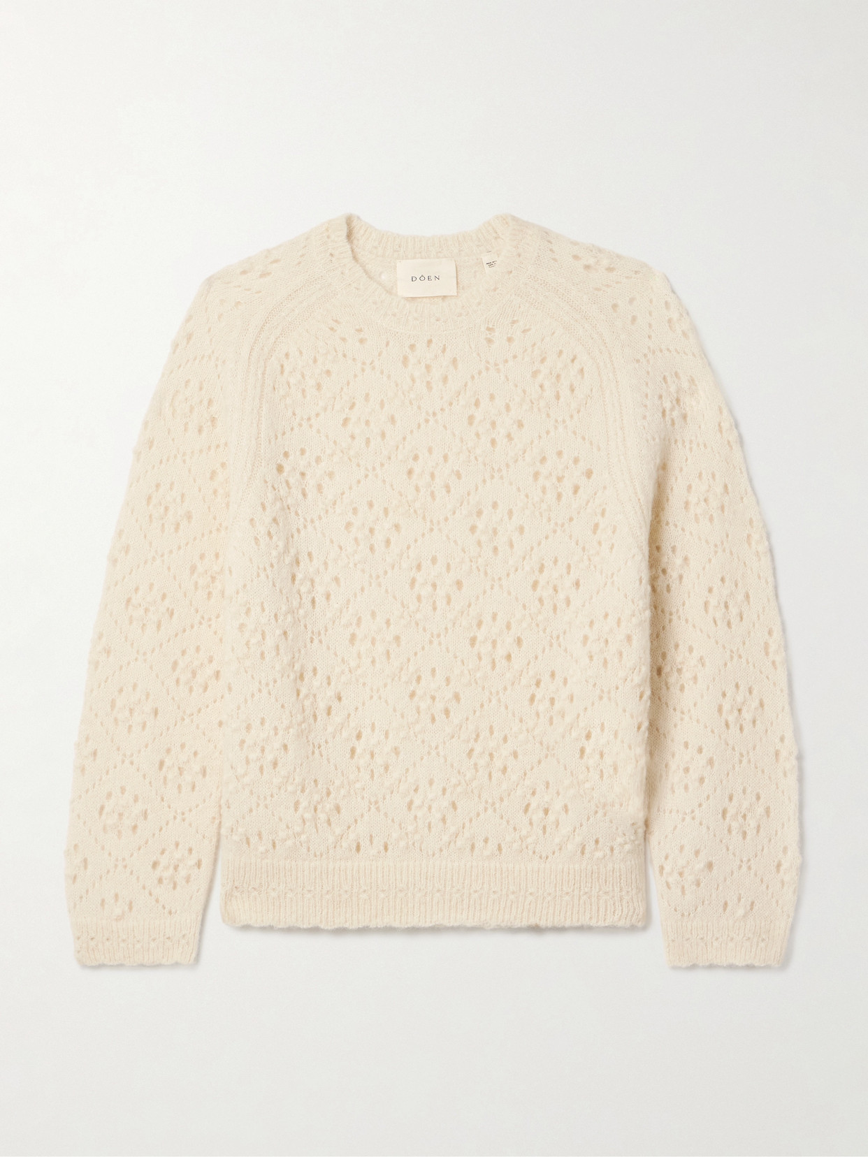 Doen Emiliana Pointelle-knit Alpaca-blend Jumper In Ivory
