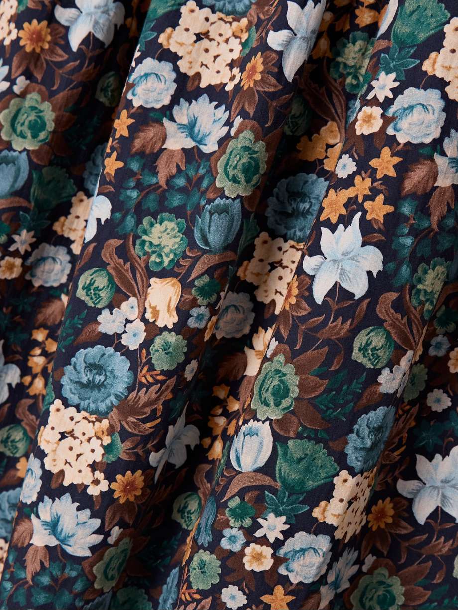 sabia shirred floral-print organic cotton-poplin mini dress