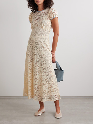 Dôen Katarina satin-trimmed corded lace midi dress