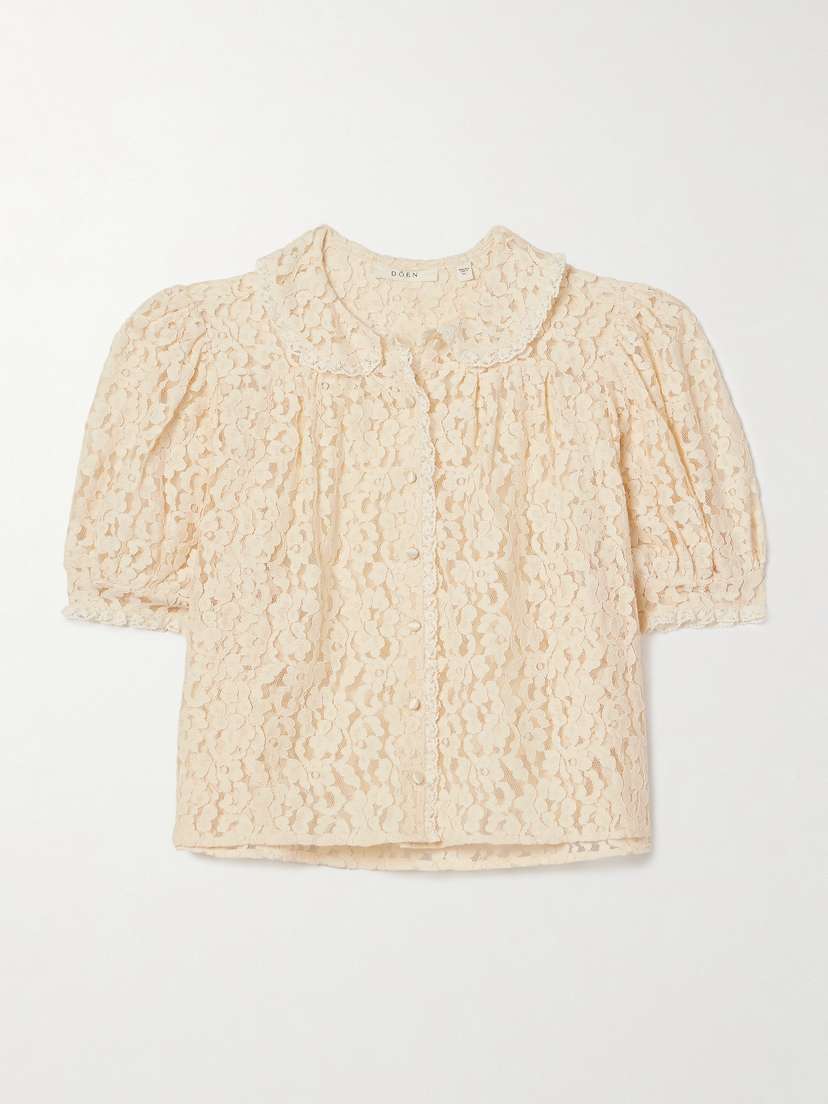DÔEN Lenore Crochet-trimmed Corded Lace Top